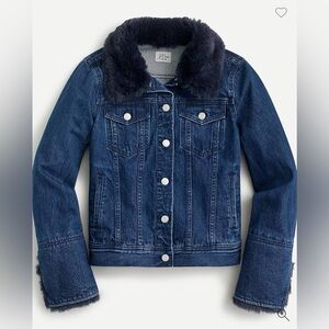 JCrew Classic Denim Jacket with Faux Fur Collar Size XL